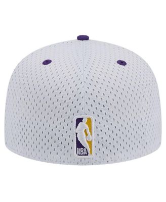 Men's White/Purple Los Angeles Lakers Throwback 2Tone 59Fifty Fitted Hat