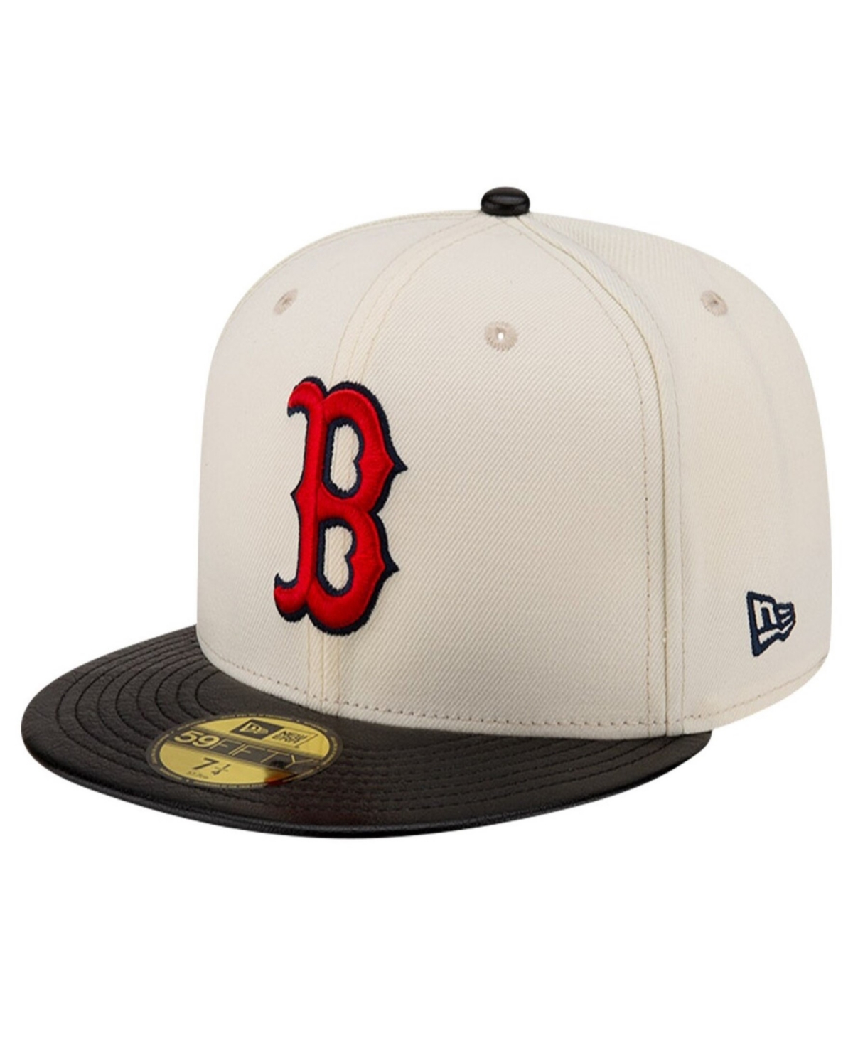 Shop New Era Men's Cream Boston Red Sox Game Night Leather Visor 59fifty Fitted Hat