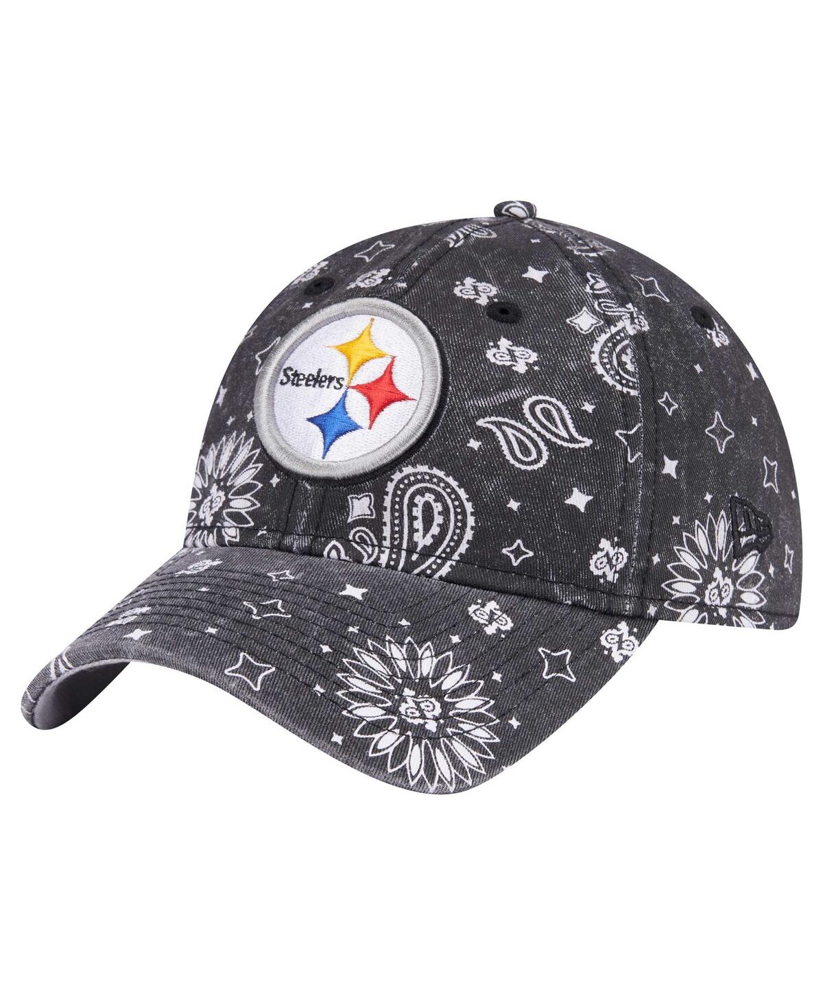 Women's Black Pittsburgh Steelers Paisley 9Twenty Adjustable Hat - Black