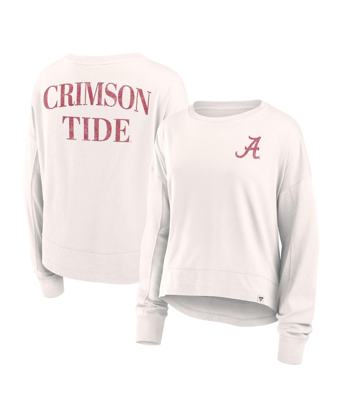 Branded Women's White Alabama Crimson Tide Kickoff Full Back Long Sleeve T-Shirt - Antiquewht