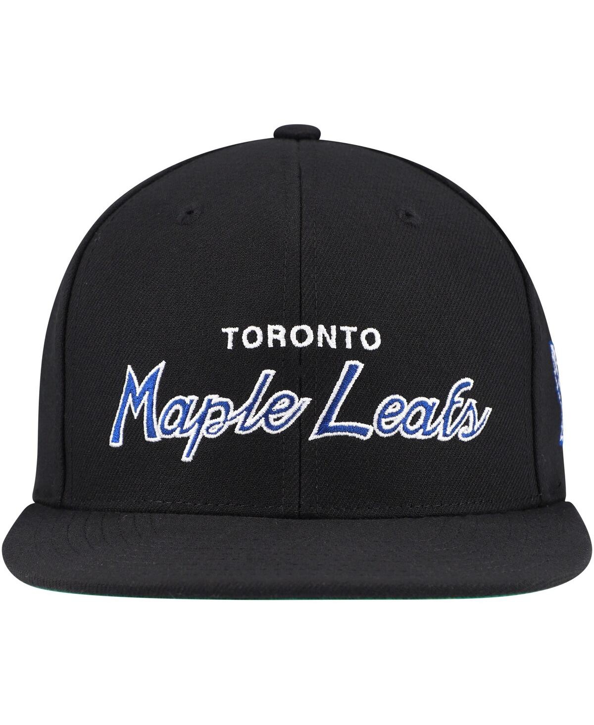 Mitchell & Ness Mitchell Ness Men's Black Toronto Maple Leafs Core Team Script 2.0 Snapback Hat In Black