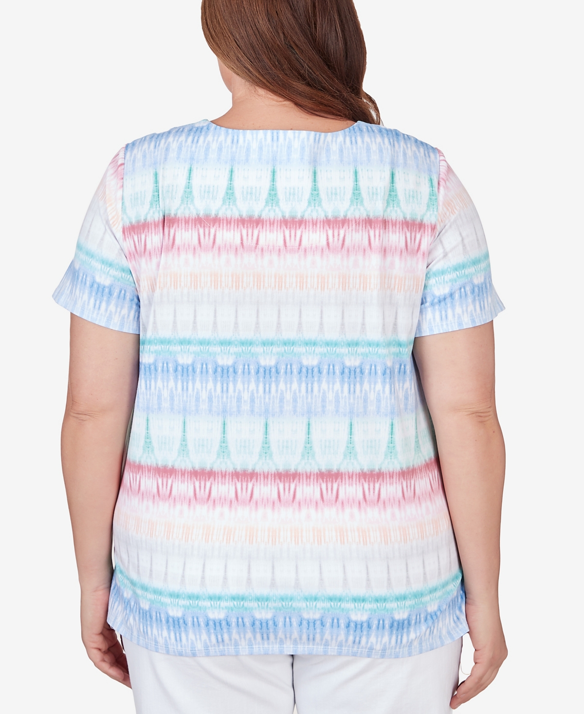 Shop Alfred Dunner Plus Size Biadere Double Strap Short Sleeve Tee In Pastel