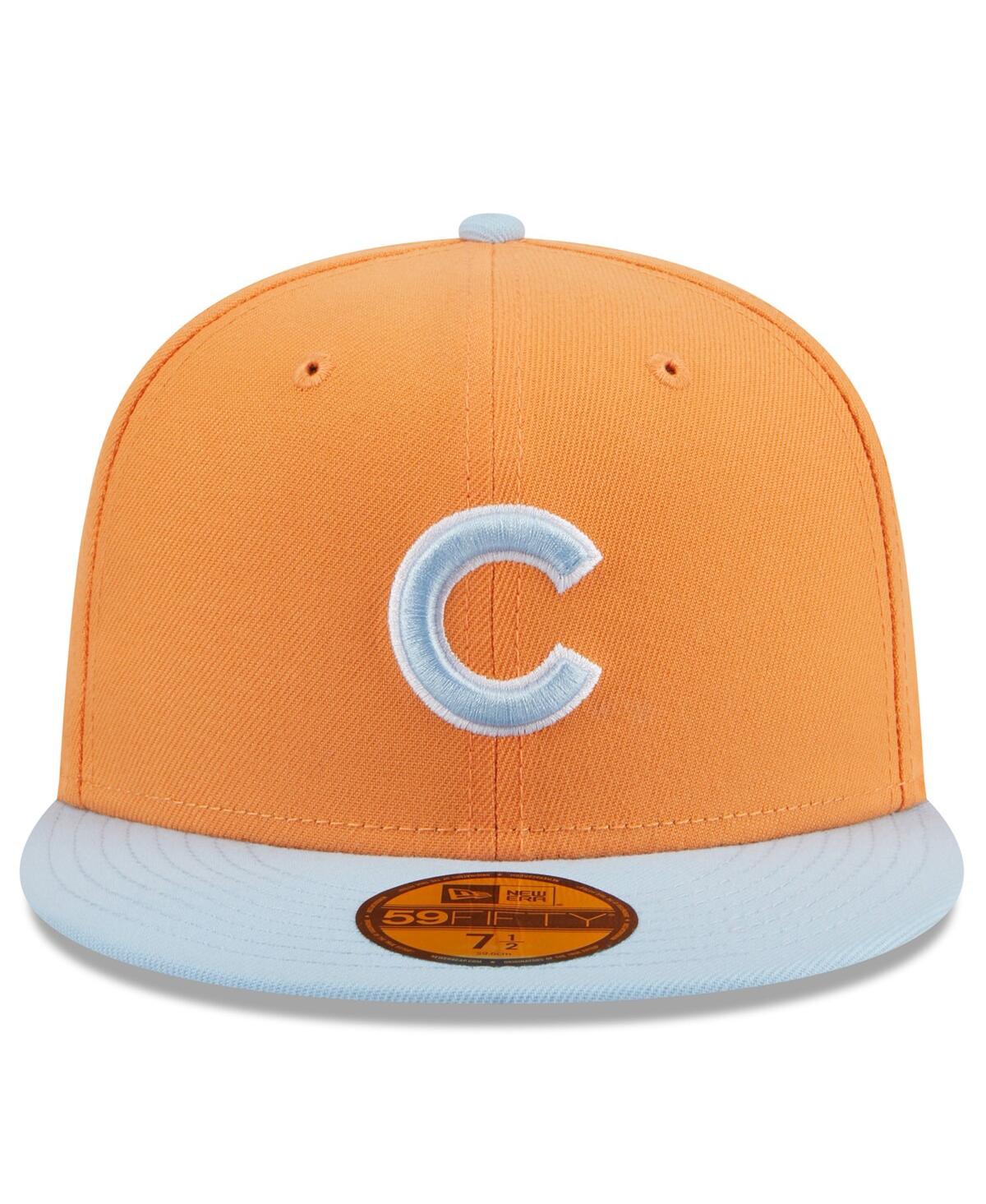 New Era Men's Orange/light Blue Chicago Cubs Spring Color Basic Two-tone 59fifty Fitted Hat In Orange Lig