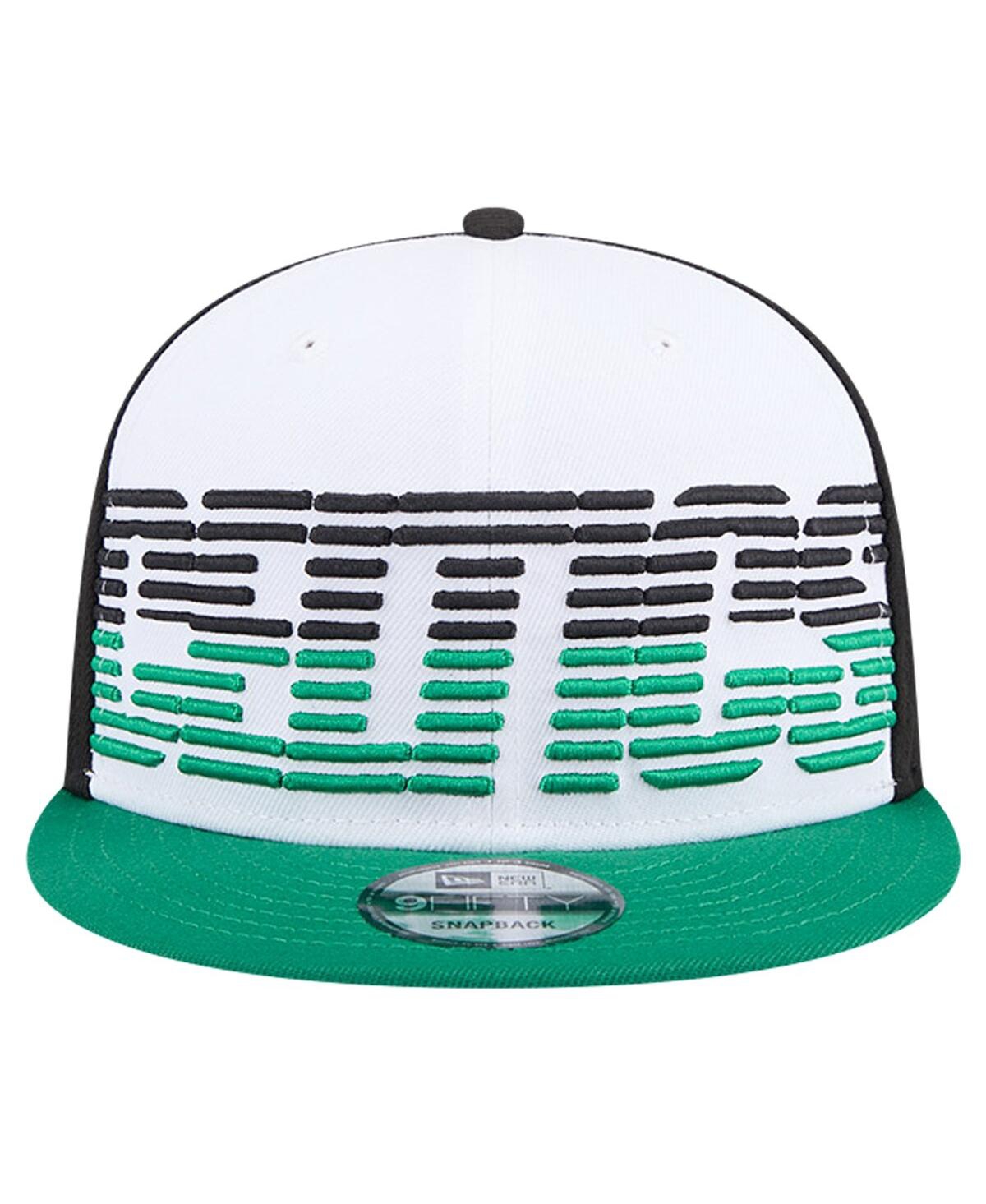 New Era Men's White/Kelly Green Boston Celtics Throwback Gradient Tech Font 9fifty Snapback Hat