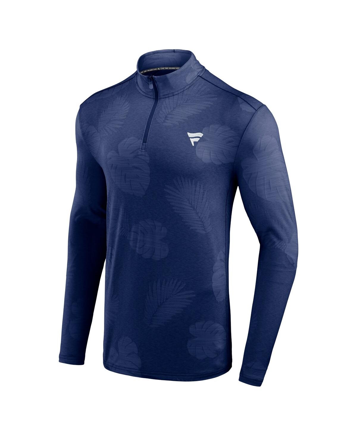 Shop Tommy Bahama Men's Blue Fanatics Corporate Delray Frond Island Zone Half-zip Jacket In Fanatics-b