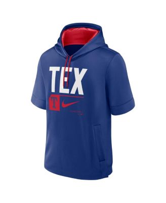 Men's Royal Texas Rangers Tri Code Lockup Short Sleeve Pullover Hoodie