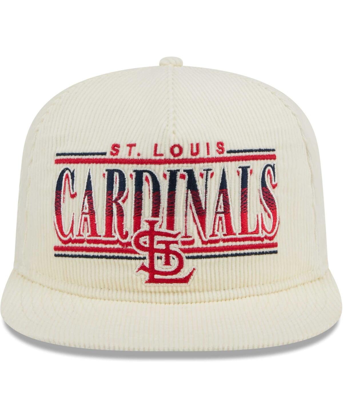 Shop New Era Men's Cream St. Louis Cardinals Throwback Bar Golfer Corduroy Snapback Hat