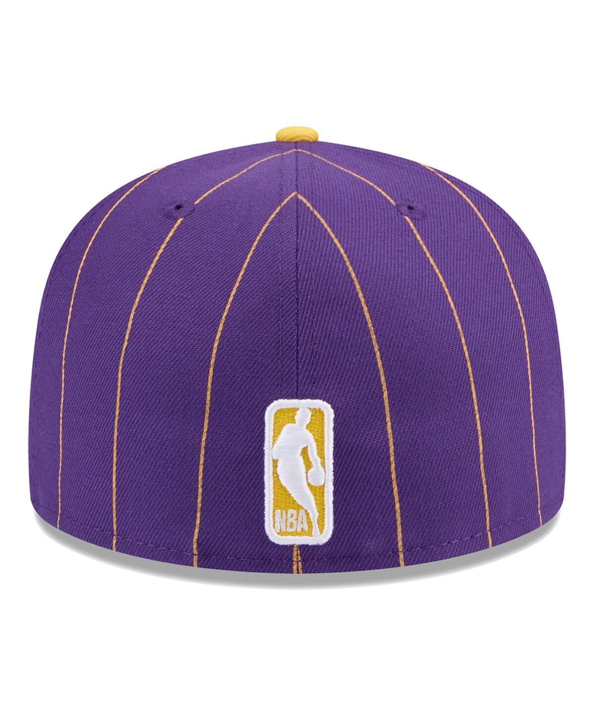 New Era Men's Purple/gold Los Angeles Lakers Pinstripe Two-tone 59fifty Fitted Hat In Purple Gol
