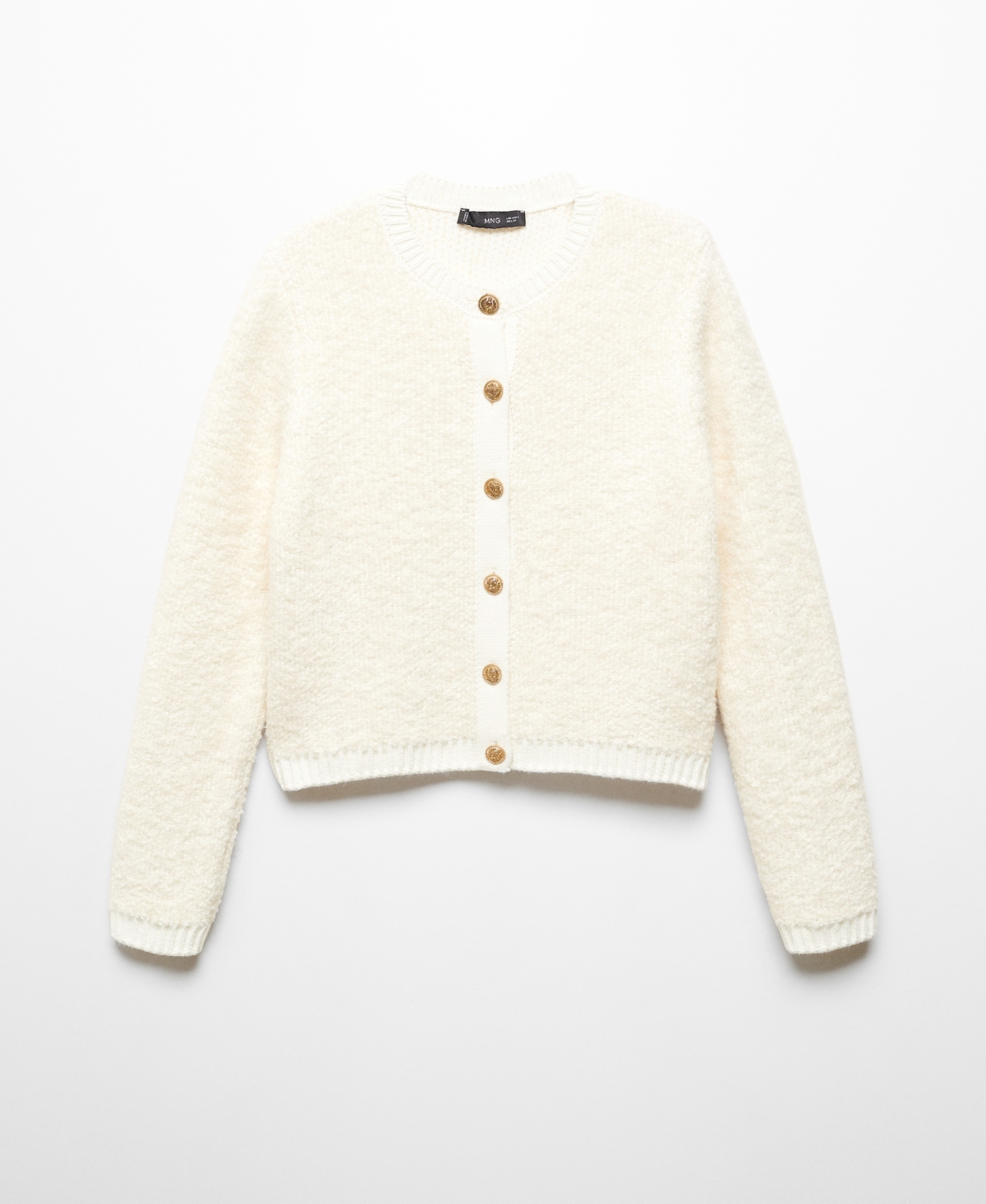 Mango Knitted Buttoned Jacket Off White In Natural White