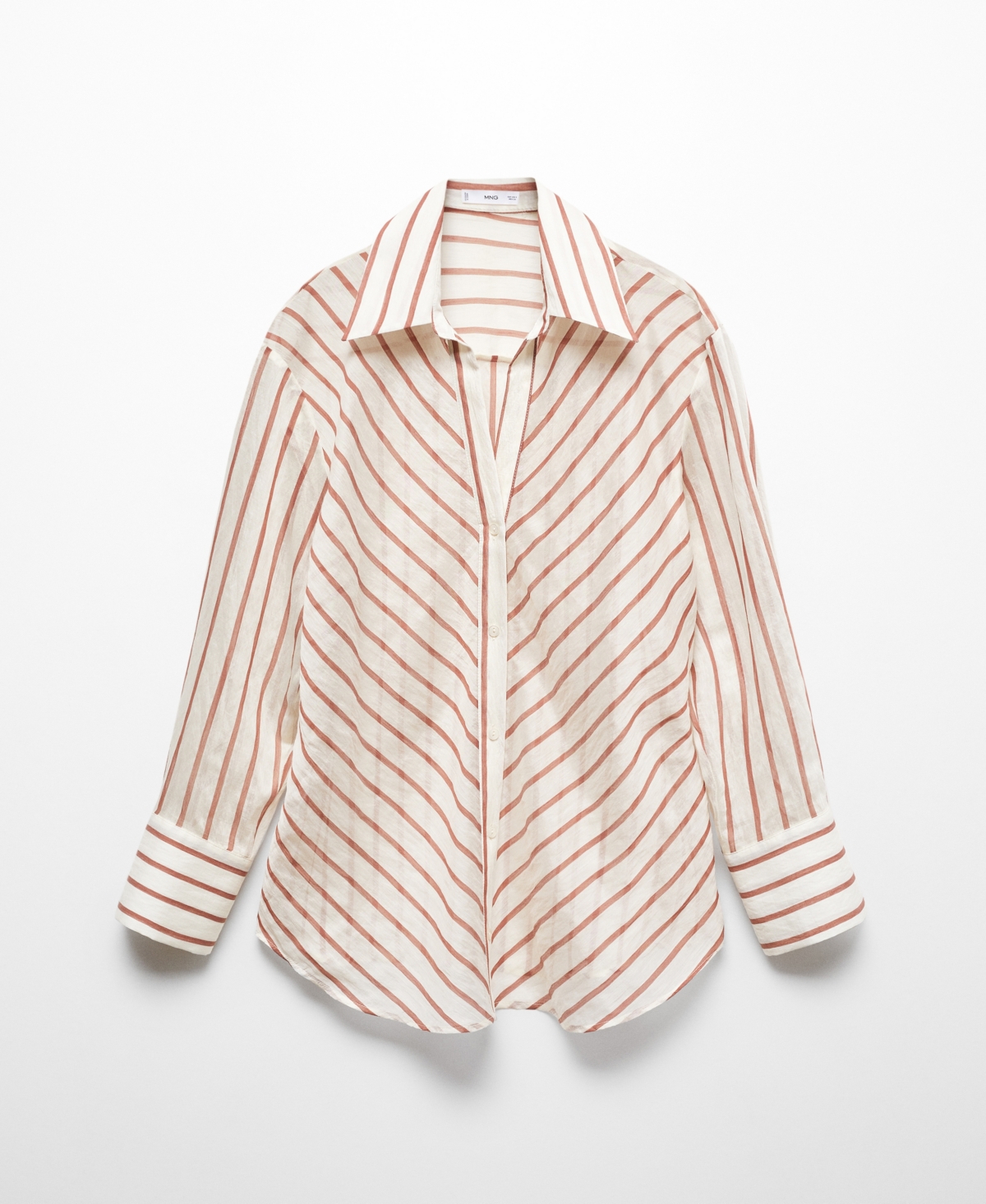 Shop Mango Women's Semitransparent Striped Shirt In Natural White