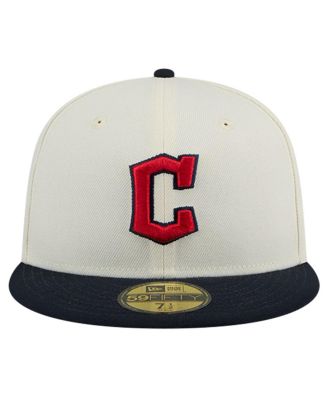 Men's Cream Cleveland Guardians Evergreen Chrome 59Fifty Fitted Hat