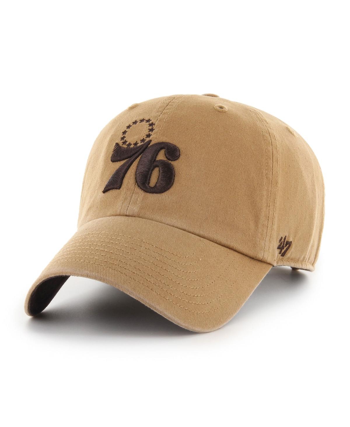 47 Brand Men's Tan Philadelphia 76ers Ballpark Clean Up Adjustable Hat - Tan