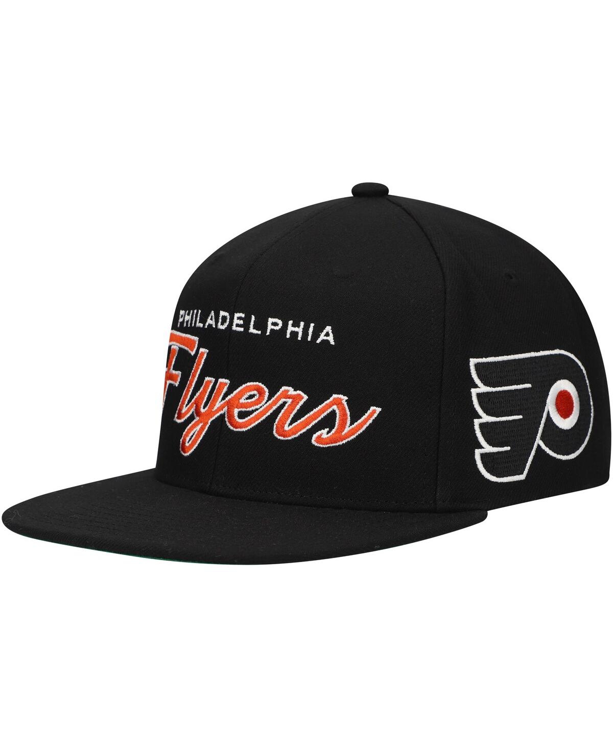 Mitchell Ness Men's Black Philadelphia Flyers Core Team Script 2.0 Snapback Hat - Black