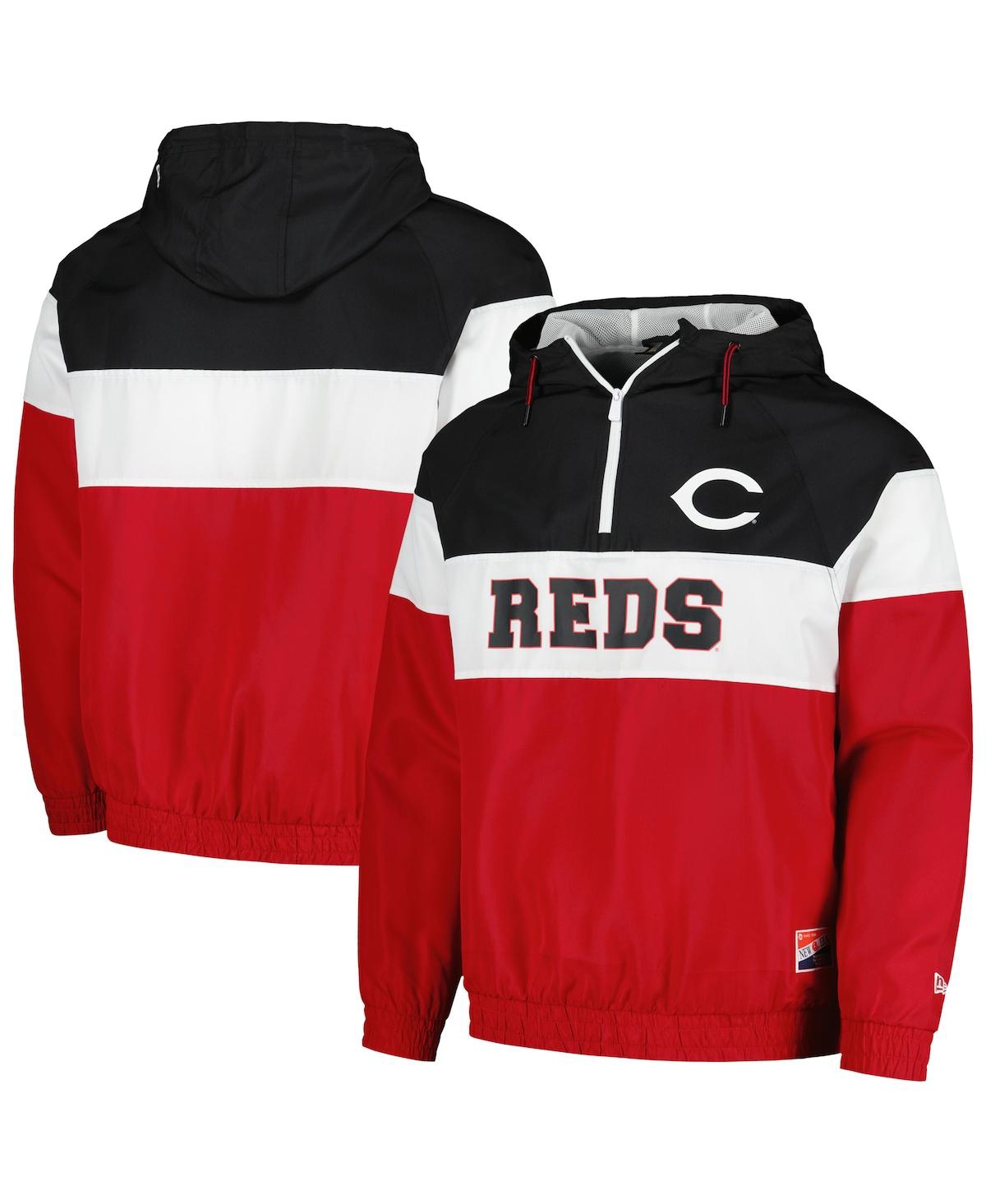 Men's Red Cincinnati Reds Ripstop Raglan Quarter-Zip Hoodie Windbreaker Jacket - Red