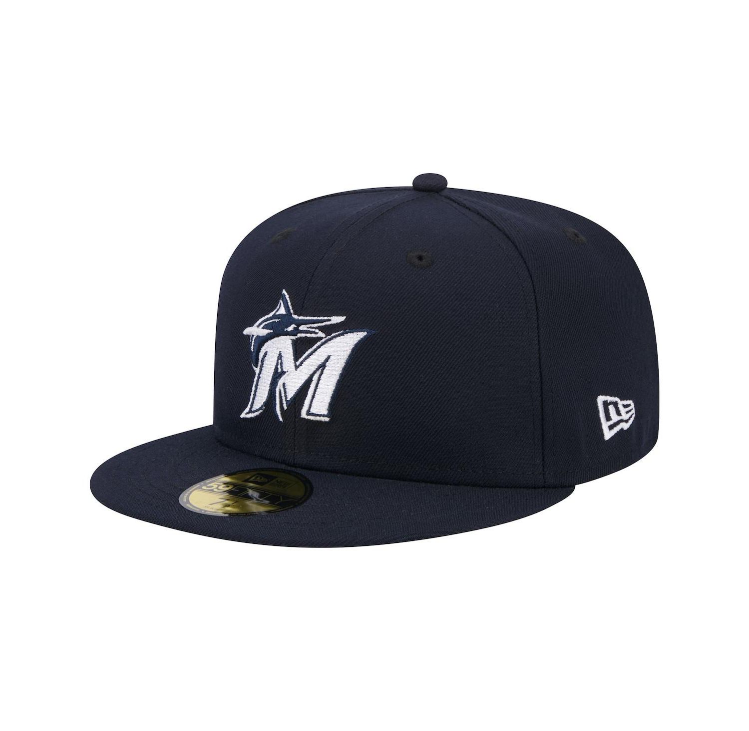 Men's Navy Miami Marlins White Logo 59Fifty Fitted Hat
