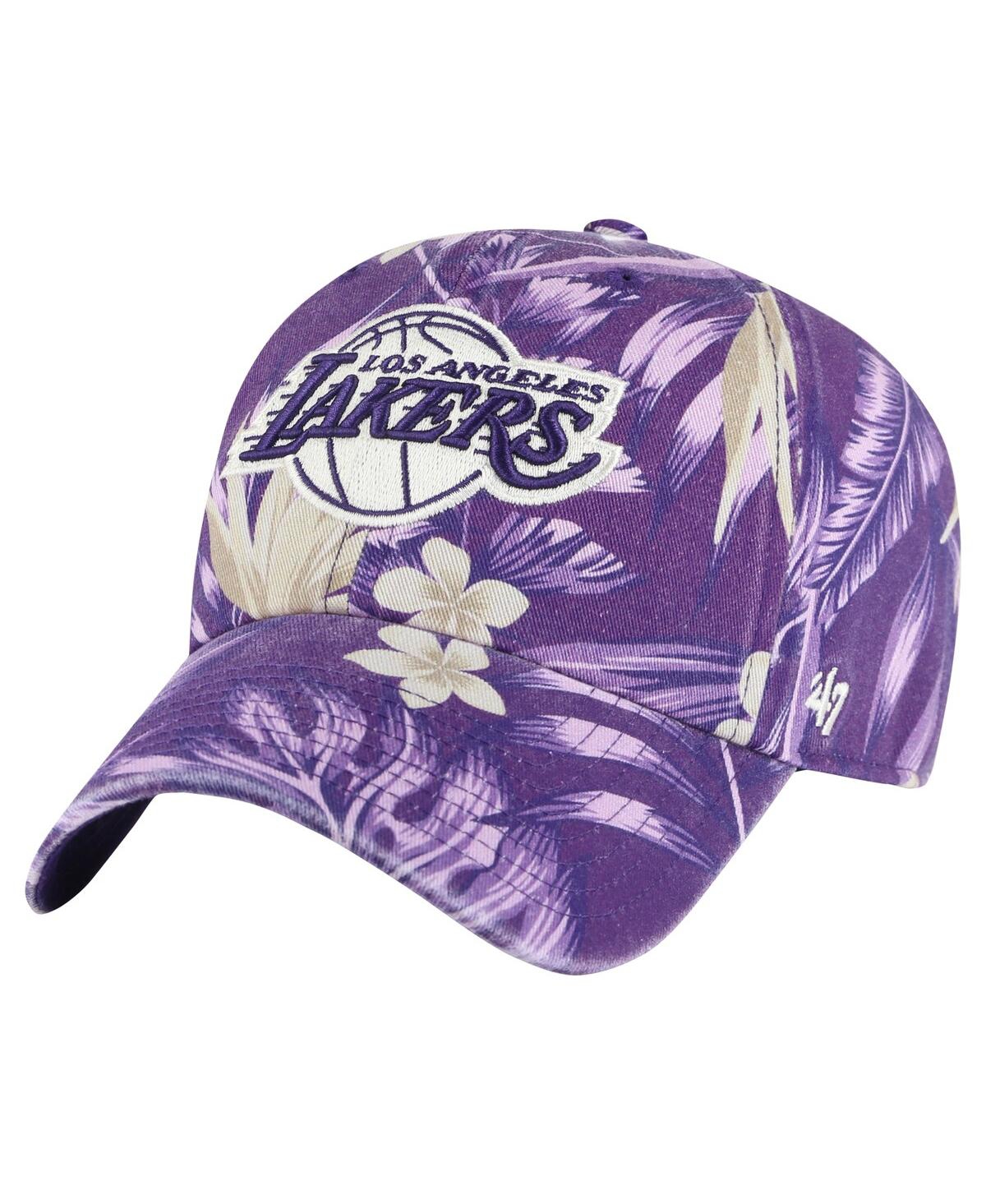47 Brand Men's Purple Los Angeles Lakers Tropicalia Floral Clean Up Adjustable Hat - Purple
