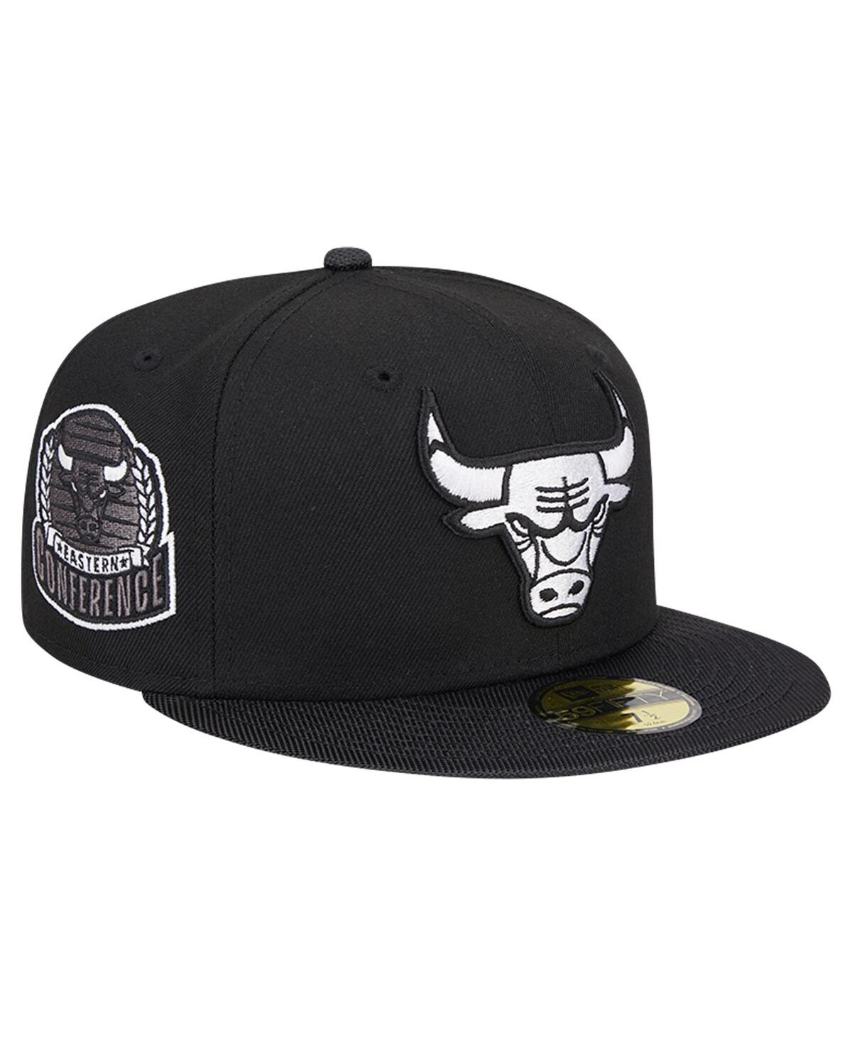 Shop New Era Men's Black Chicago Bulls Active Satin Visor 59fifty Fitted Hat