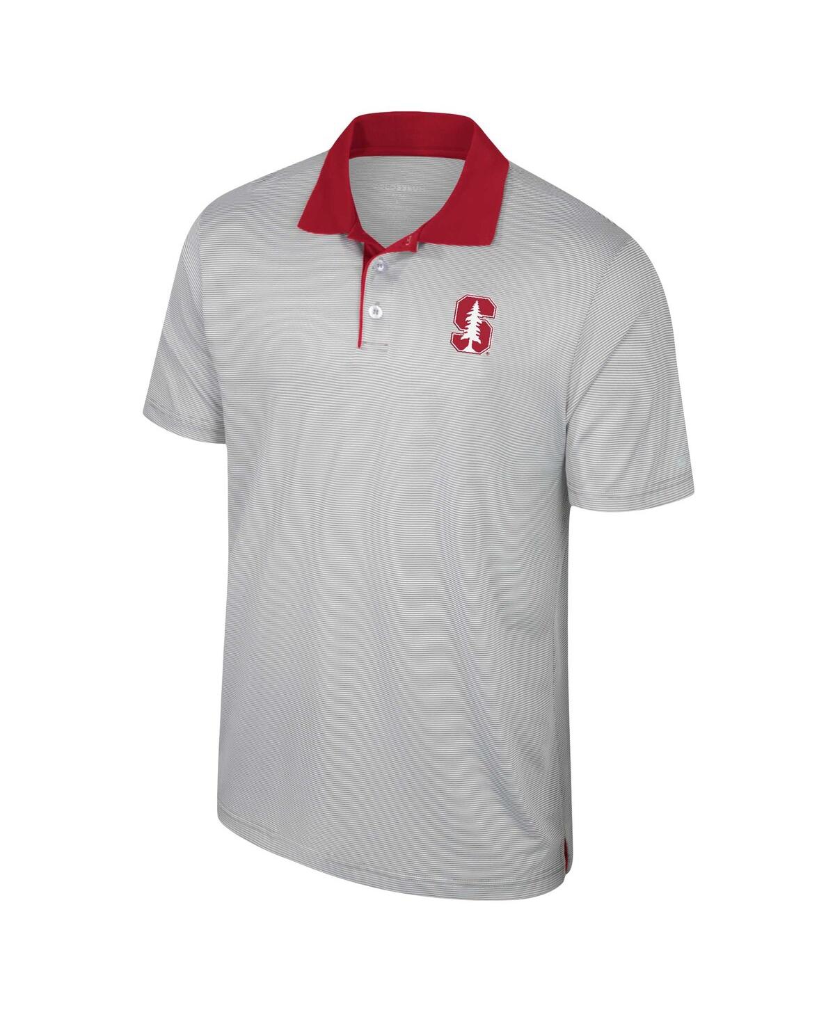 Colosseum Gray Stanford Cardinal Tuck Striped Polo In Grey