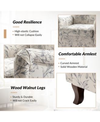 Ewert Comfy Floral Fabric Pattern Armchair with Wingback Design