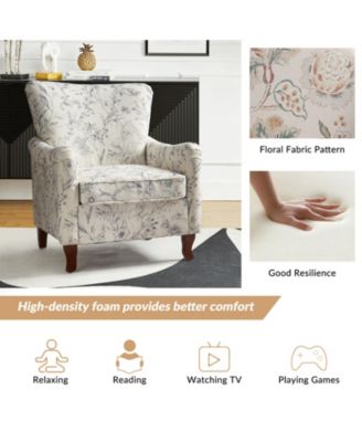 Ewert Comfy Floral Fabric Pattern Armchair with Wingback Design