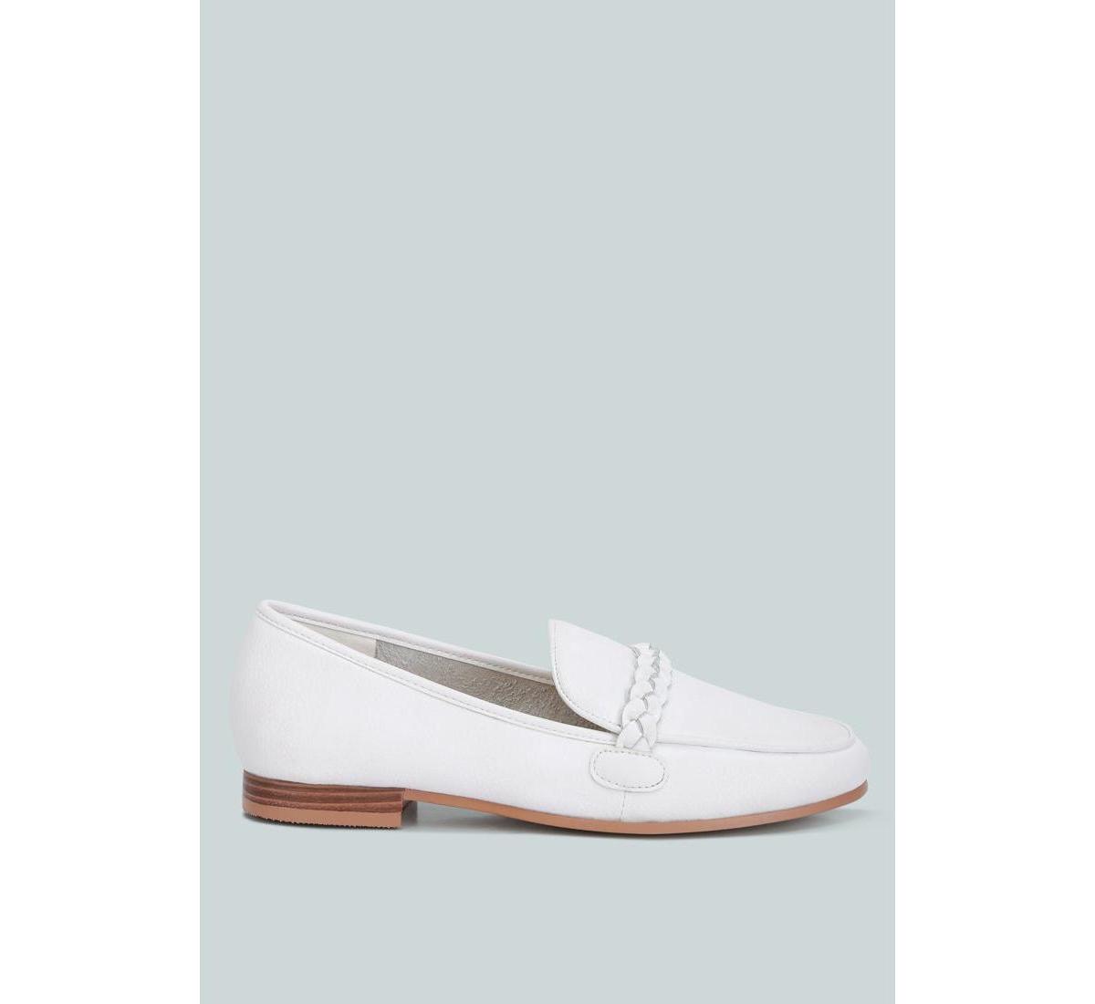 Rag & Co Kita Braided Strap Detail Loafers - White