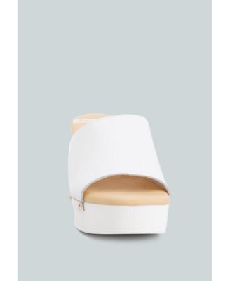 Womens Drew Recycled Leather Block Heel Clogs In White