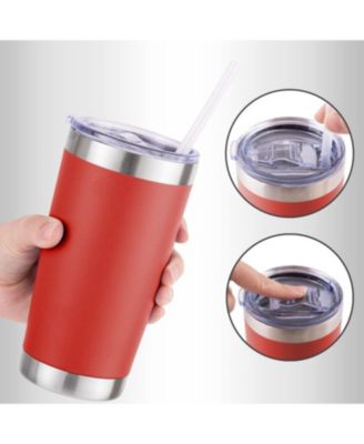20oz Stainless Steel Tumbler With Lid and Straw - Sweat-Free Travel Coffee Mug Tumbler Cups