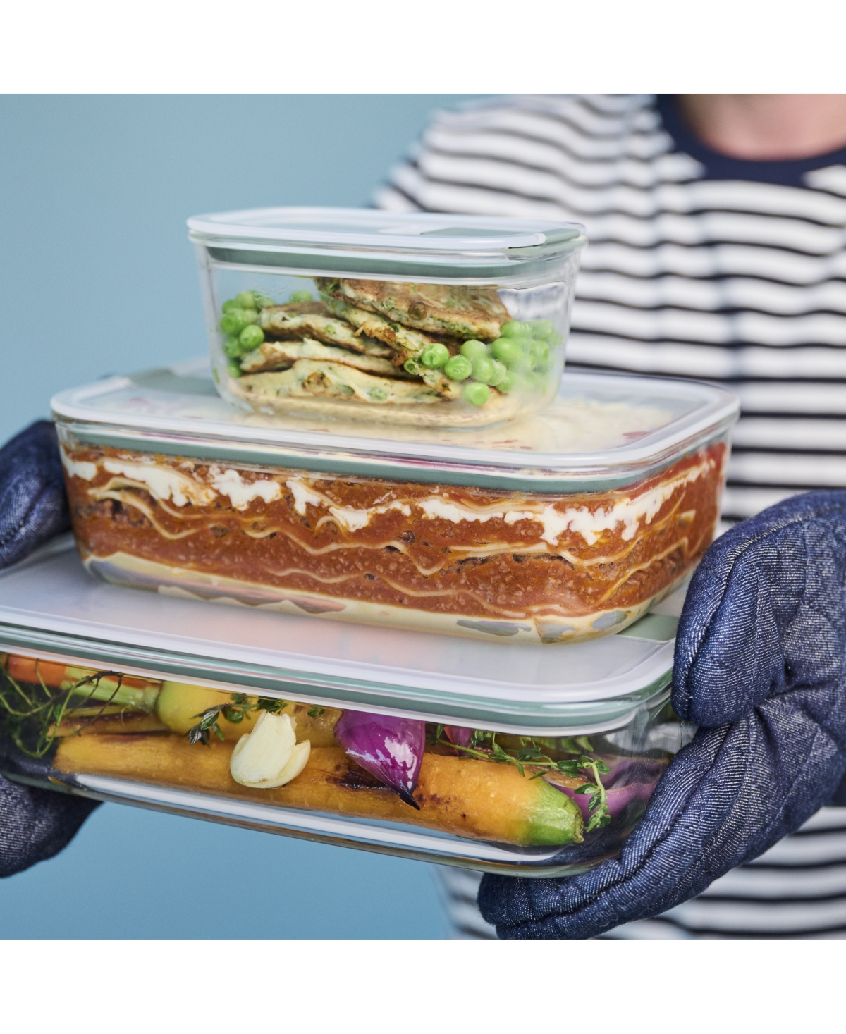 Mepal Easyclip 1pc. 76oz Rectangular Glass Box In Green