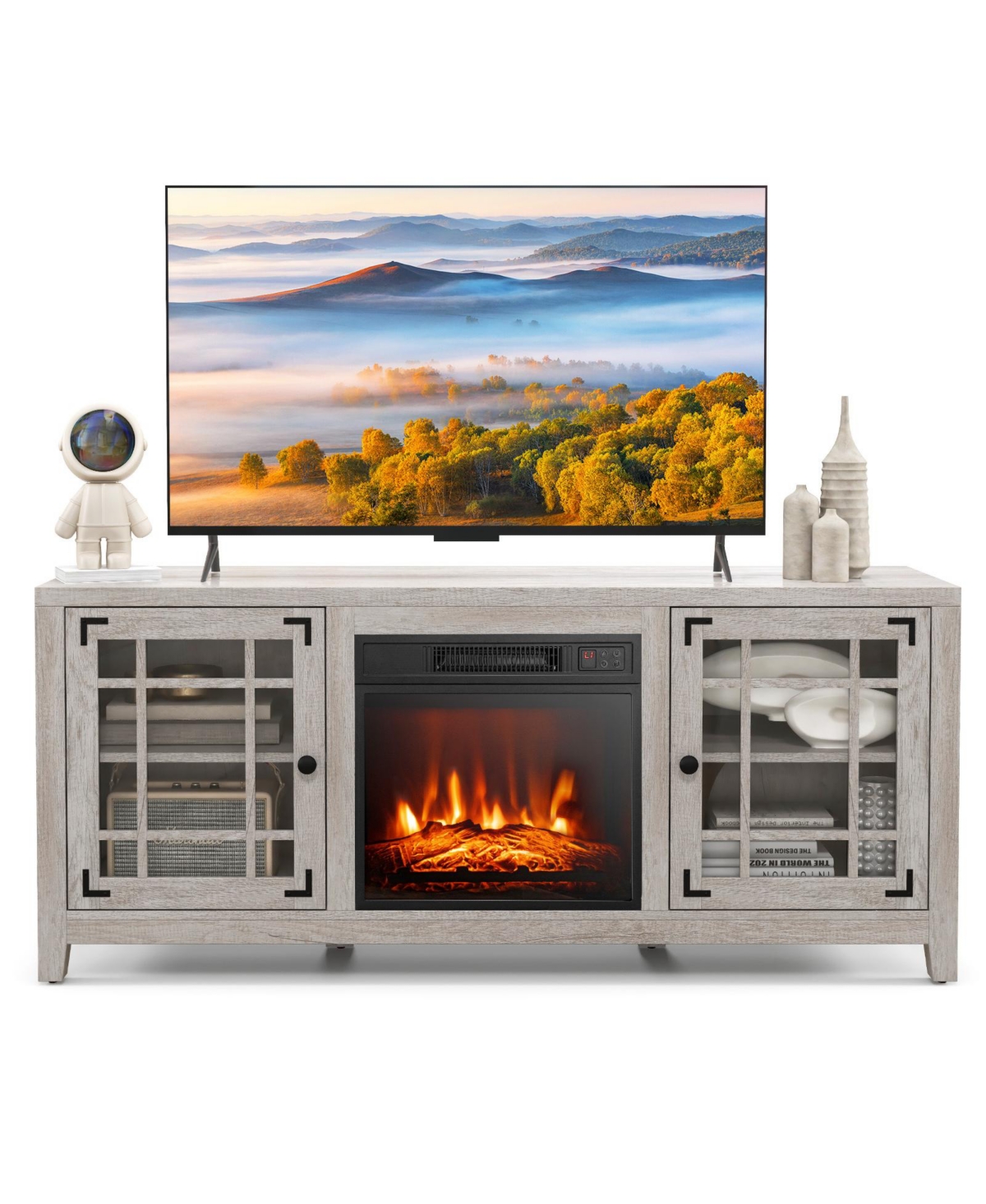 Slickblue Inch Fireplace Tv Stand with Adjustable Shelves for TVs up to 65 Inch