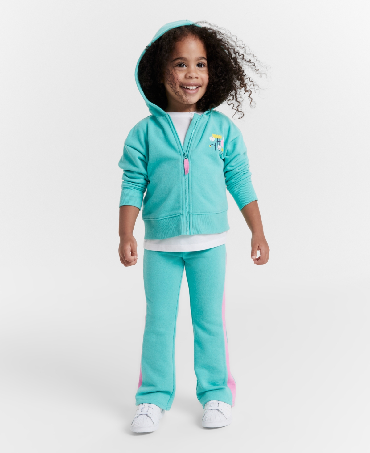 Epic Threads Babies' Toddler Girls Flower Market Zip Hoodie, Created For Macy's In Aqua Edge