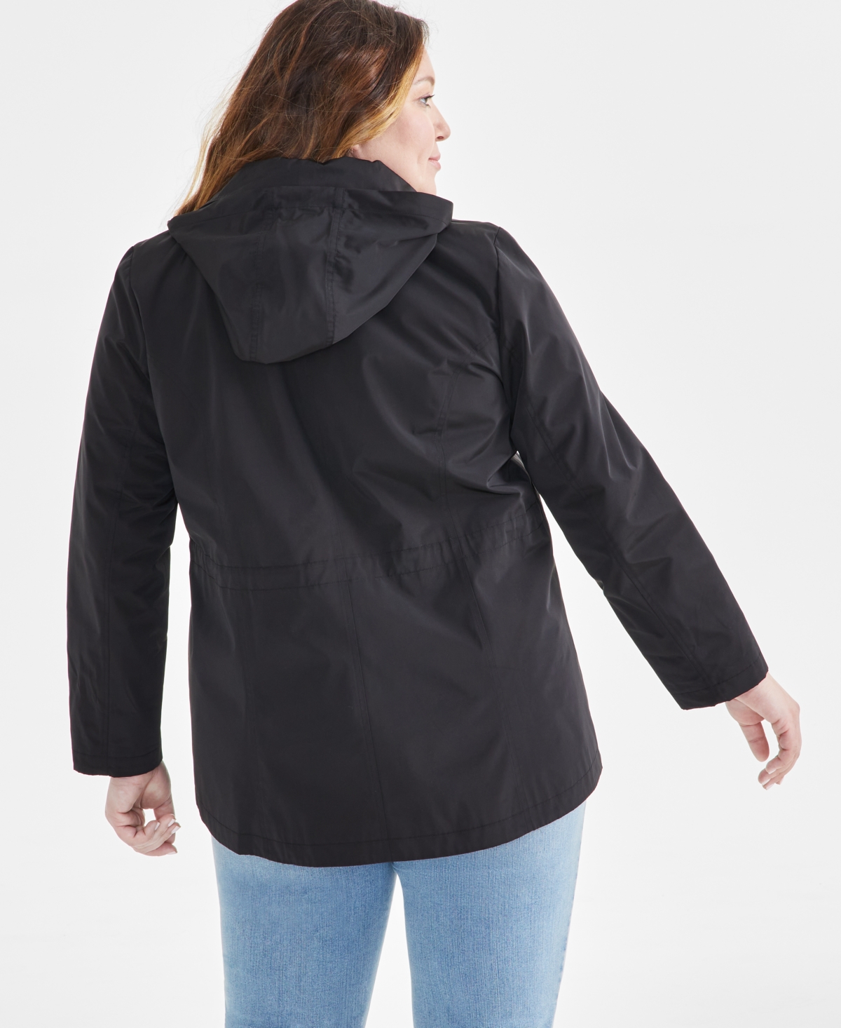 Style & Co Women's Petite Hooded Anorak, Created For Macy's In Deep Black