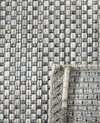 Courtyard CY8521 Gray and Navy 5'3" x 7'7" Outdoor Area Rug