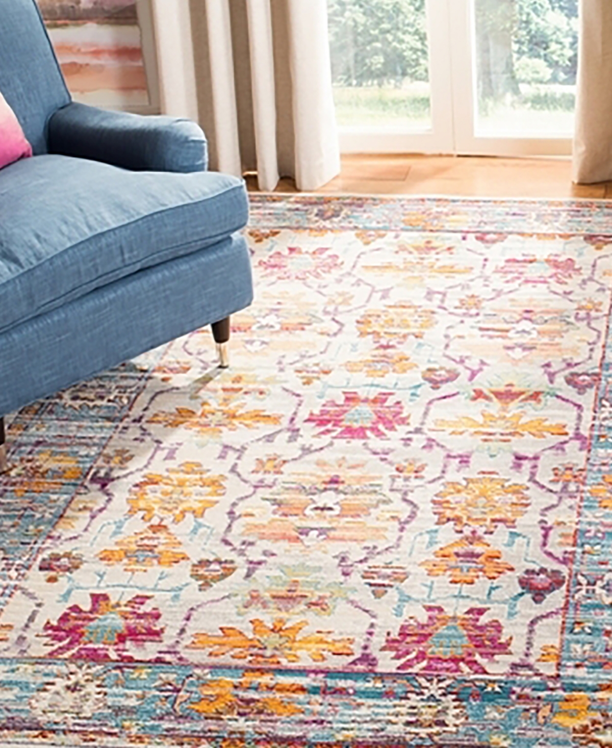 Safavieh Crystal CRS518and Teal Area Rug - Cream