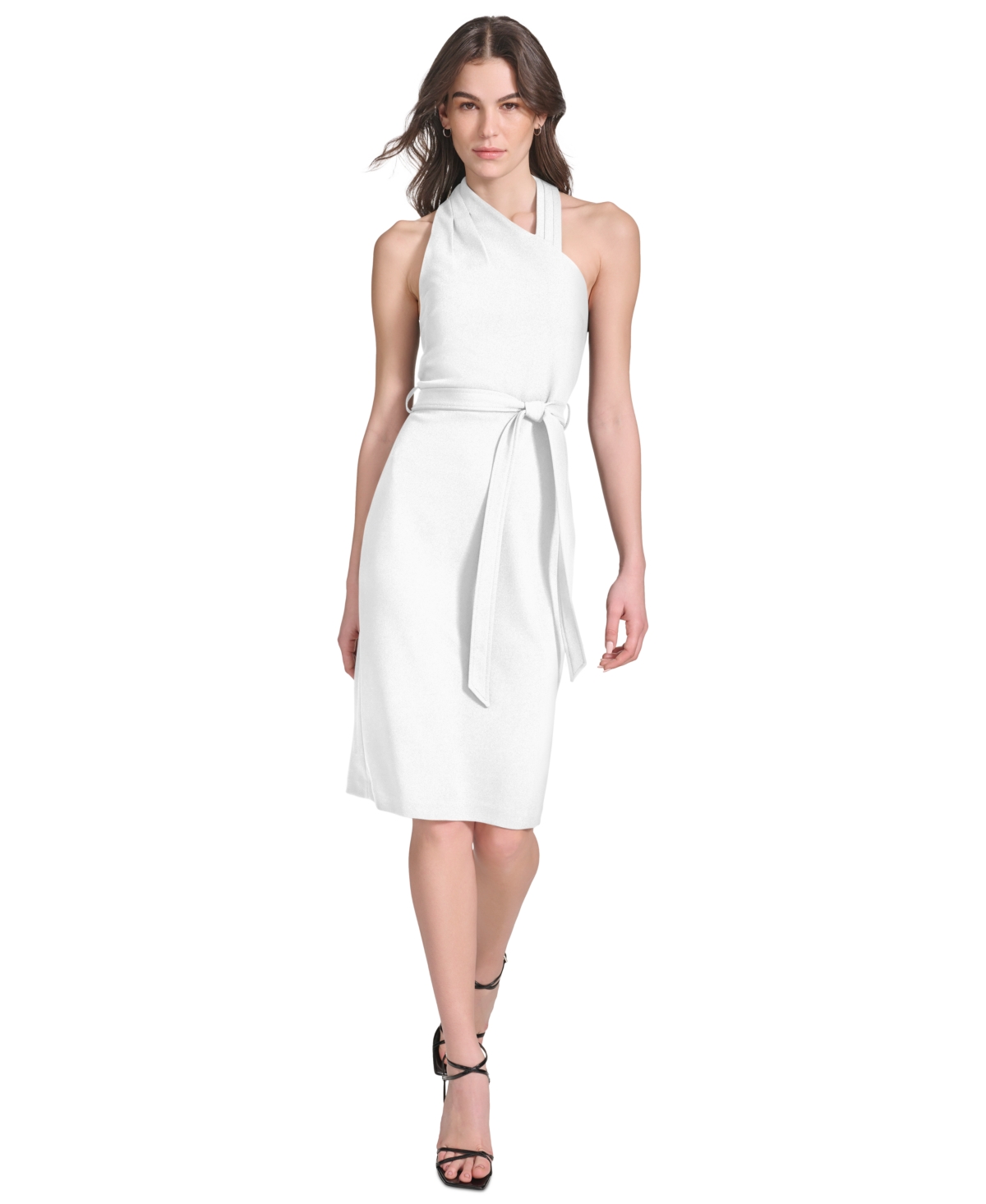 Shop Calvin Klein Women's Belted Sheath Dress In White