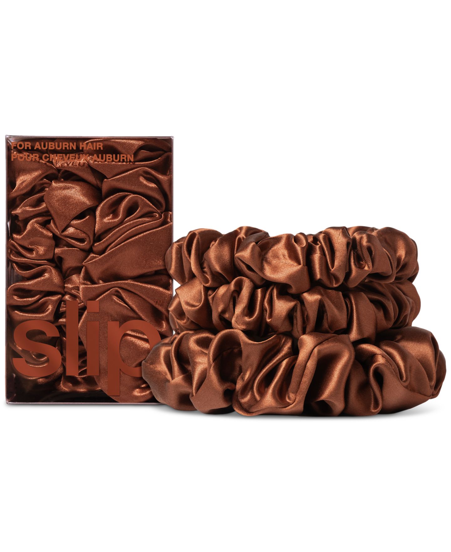 Женские аксессуары для волос Slip 3-Pc. Pure Silk Back-to-Basics Assorted Scrunchies Set, цвет: Каштаново-рыжий — фото 1