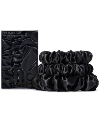 Slip 3-Pc Pure Silk Back-to-Basics Assorted Scrunchies Set - Black 47$