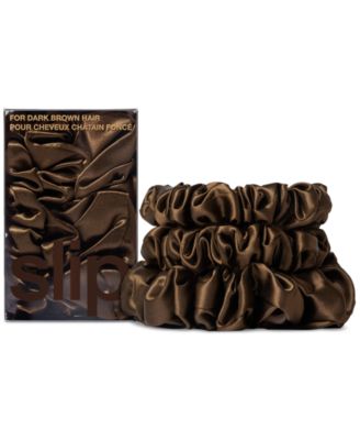 Slip 3-Pc Pure Silk Back-to-Basics Assorted Scrunchies Set - Dark Brown 47$