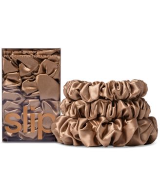 Slip 3-Pc Pure Silk Back-to-Basics Assorted Scrunchies Set - Light Brown 47$