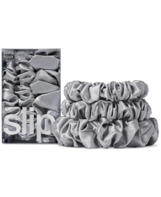Slip 3-Pc Pure Silk Back-to-Basics Assorted Scrunchies Set - Silver 47$