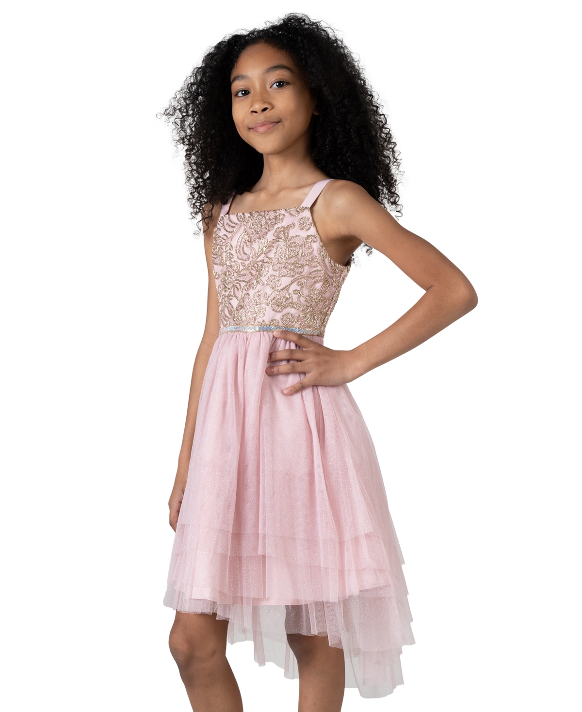 Shop Rare Editions Big Girls Cord Embroidered Social Dress In Blush