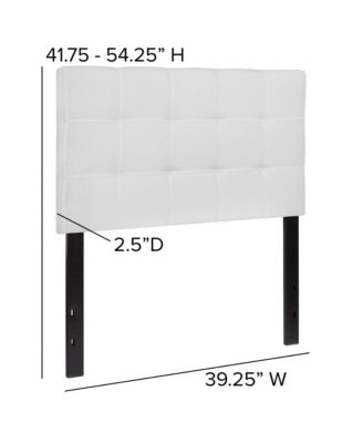 1Pc Quilted Tufted Upholstered Twin Size, Box Stitch, Adjustable Height, Contemporary Style Headboard