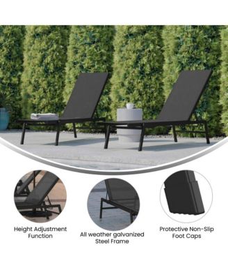 Braelin Set Of 2 Textilene Adjustable 5 Position Patio Chaise Lounge And Metal Frame Chair