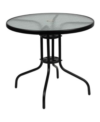 6 Piece Patio Garden Set With Table, Umbrella And 4 Folding Chairs