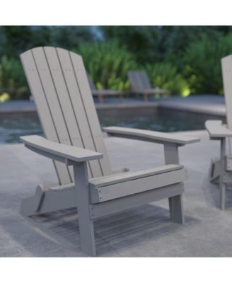 Set Of 2 Riviera Poly Resin Folding Adirondack Lounge Chair - All-Weather Indoor/Outdoor Patio Chair