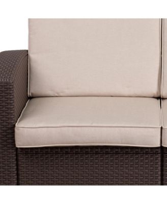 Malmok Outdoor Furniture Resin Loveseat Faux Rattan Wicker Pattern 2-Seat Loveseat With All-Weather Cushions