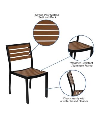 Kersey 5 Piece Patio Table And Chairs Set Faux Wood And Metal Indoor/Outdoor Table And Chairs With All-Weather Purpose