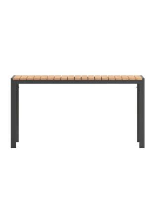 Fena 55" X 31.5" Outdoor Dining Table With Faux Teak Poly Slat Top And Metal Frame