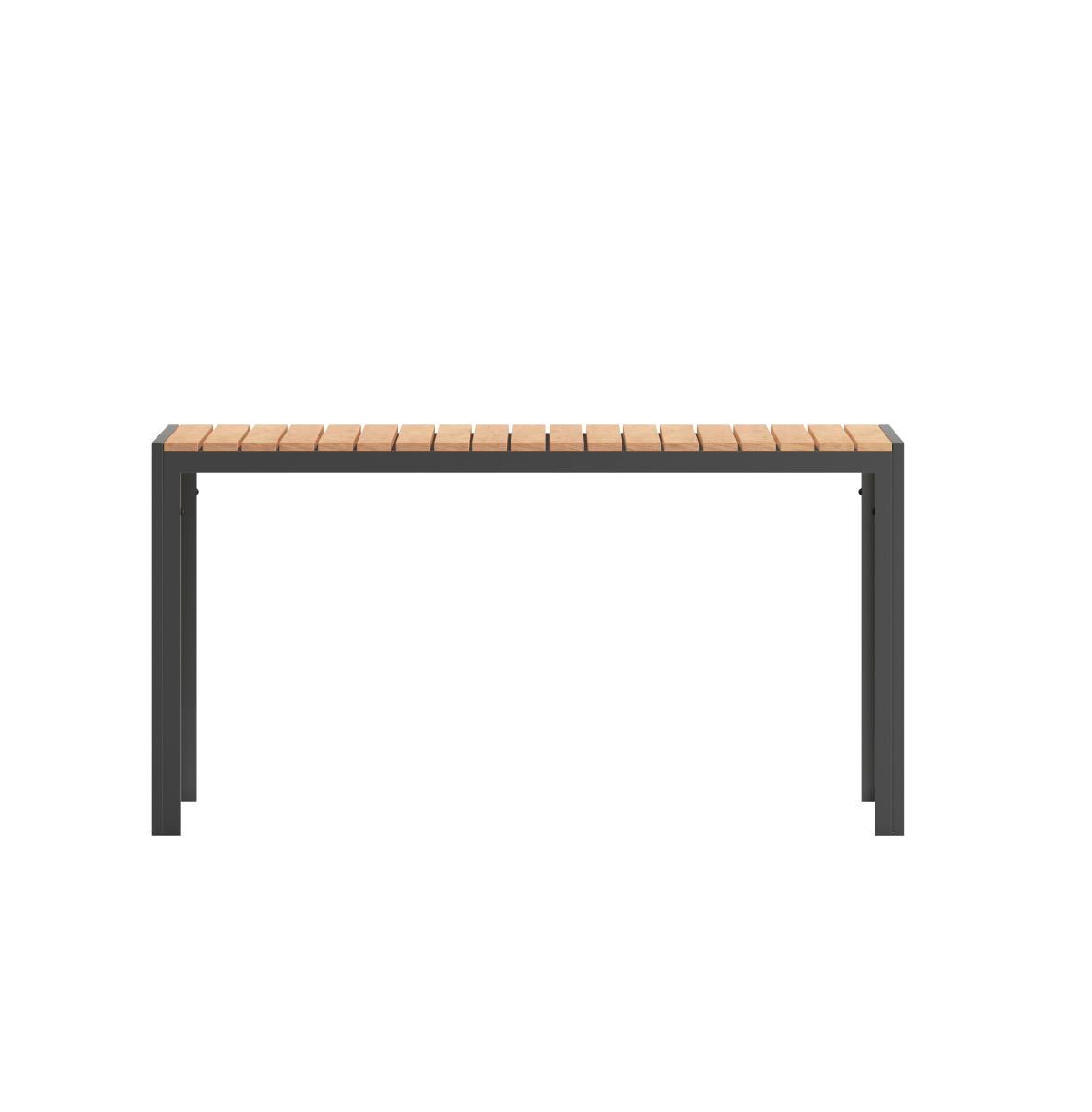Fena X Outdoor Dining Table With Faux Teak Poly Slat Top And Metal Frame -gray frame