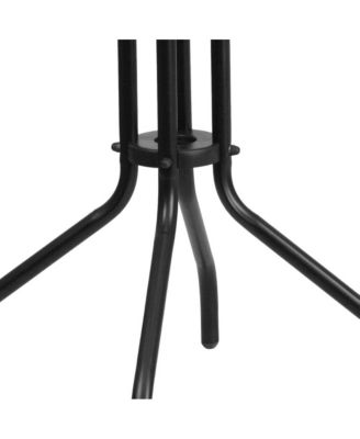 23.75" Round Tempered Glass Metal Table With Smooth Ripple Design Top