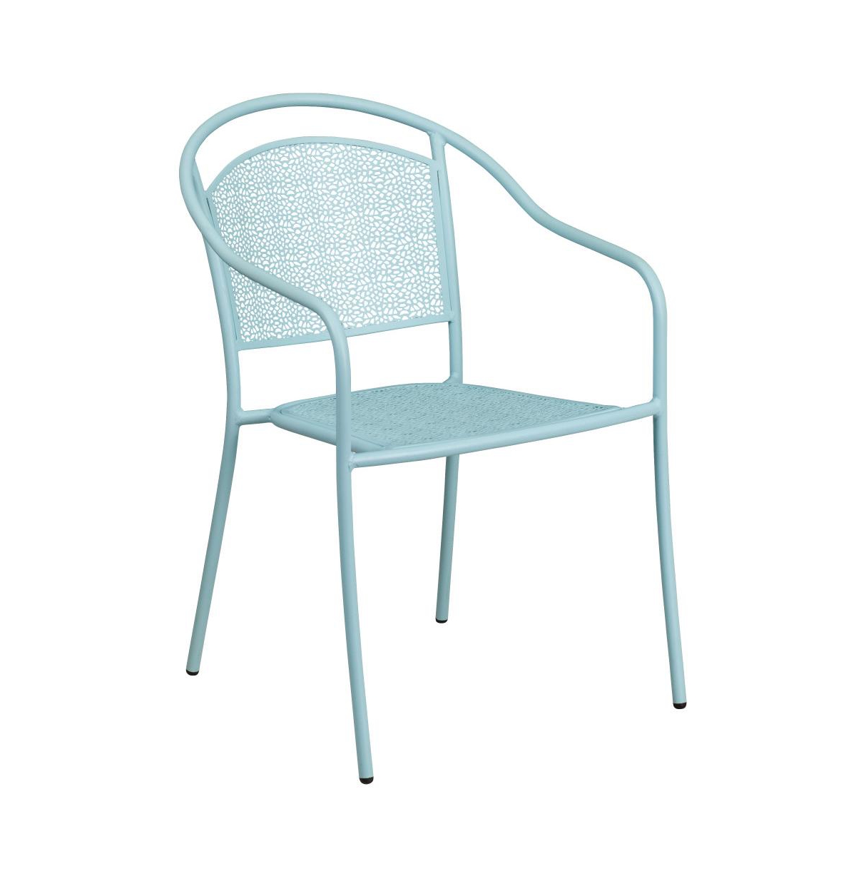 Commercial Round Metal Garden Patio Table Set W/ 4 Round Back Chairs